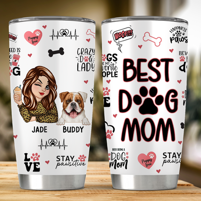 Best Dog Mom Puppy Love - Personalized Tumbler