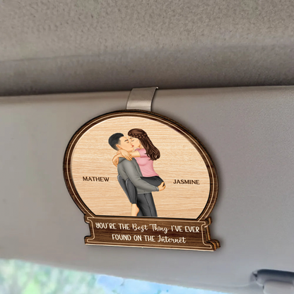 Kissing Couple Best Thing On The Internet - Personalized Custom Shaped Car Visor Clip