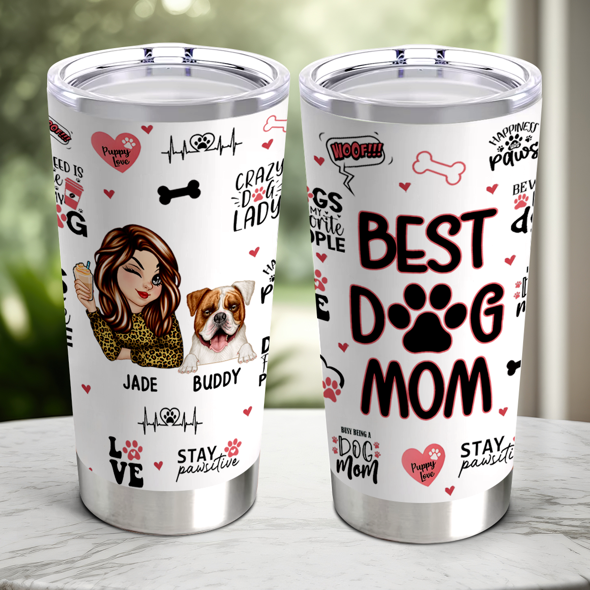 Best Dog Mom Puppy Love - Personalized Tumbler