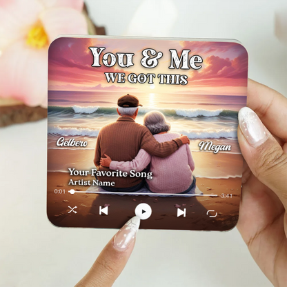 You & Me We Got This Old Couple At Sunset Beach Personalized Music Fridge Magnet, Valentine's Gift For Her, Gift For Him