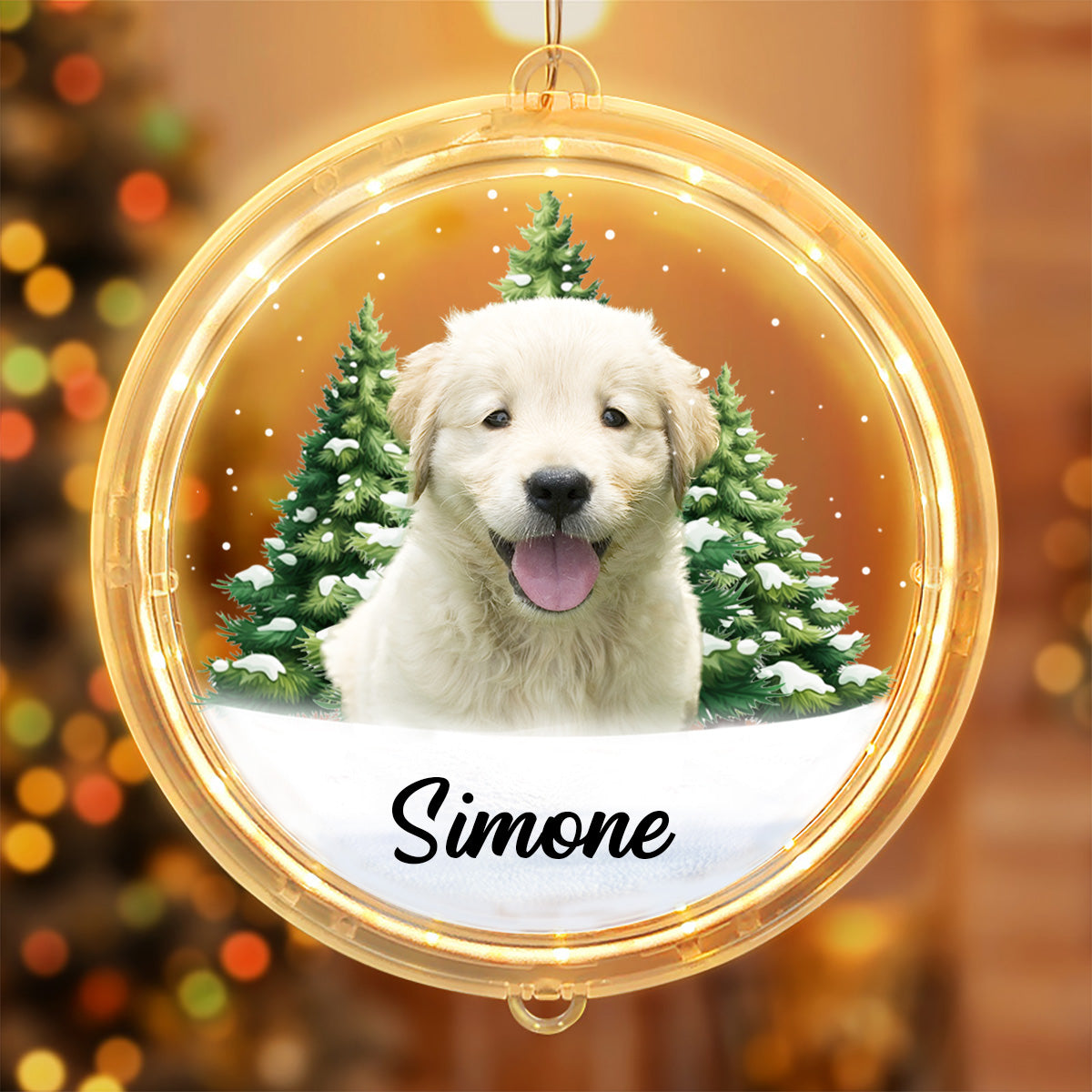 Custom Photo Pet Face Christmas Gift For Dog Cat Lovers - Personalized LED Pendant Light