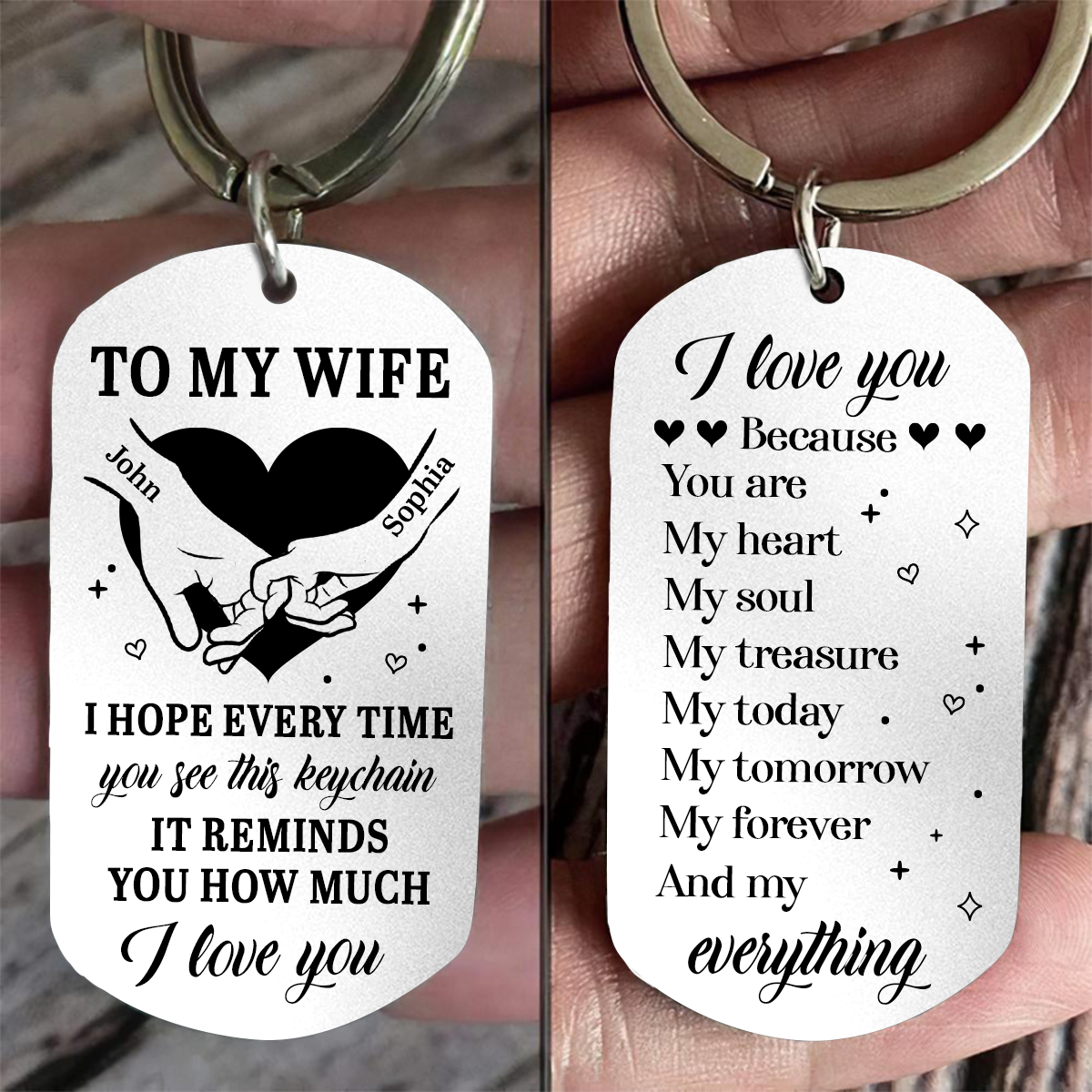 Couple Holding Hands You Are My Heart My Soul My Treasure - Personalized Aluminum Keychain