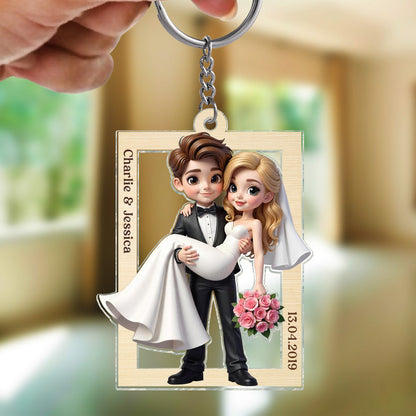 3D Effect Personalized Mr Mrs Married Couple Personalized 2-Layered Acrylic Keychain, Gift for him, Gift for her