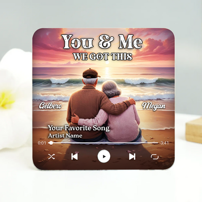 You & Me We Got This Old Couple At Sunset Beach Personalized Music Fridge Magnet, Valentine's Gift For Her, Gift For Him