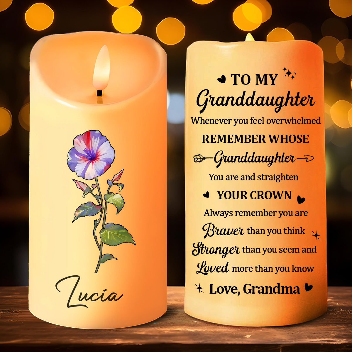 Love Is The Flower You’ve Got To Let Grow - Family Personalized Custom LED Candle - Christmas Gift For Son, Daughter, Grandson, Granddaughter