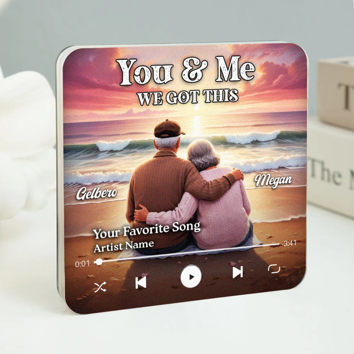 You & Me We Got This Old Couple At Sunset Beach Personalized Music Fridge Magnet, Valentine's Gift For Her, Gift For Him