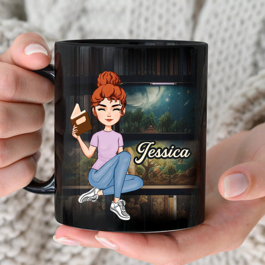 Just A Girl Boy Who Loves Books - Personalized Black Mug