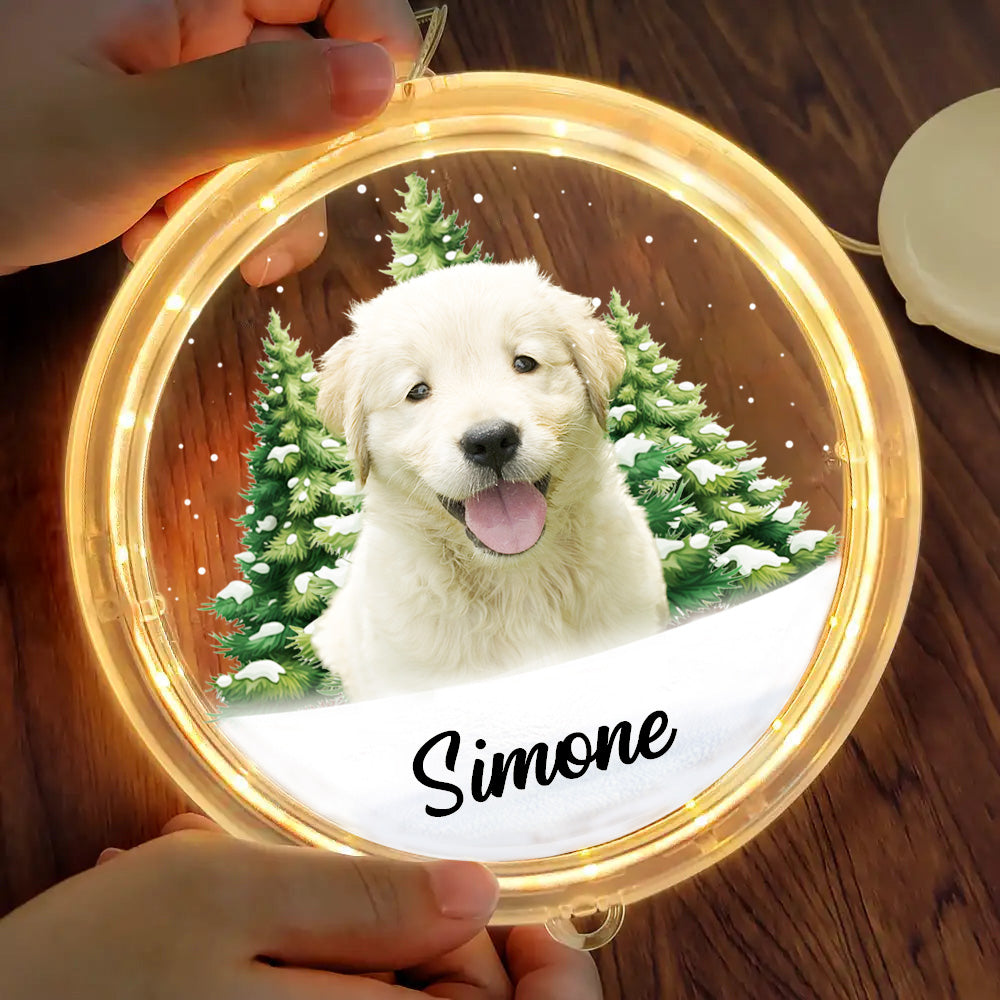 Custom Photo Pet Face Christmas Gift For Dog Cat Lovers - Personalized LED Pendant Light