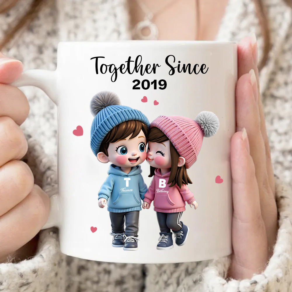 Cute Cartoon Couple Together Since - Personalized Mug