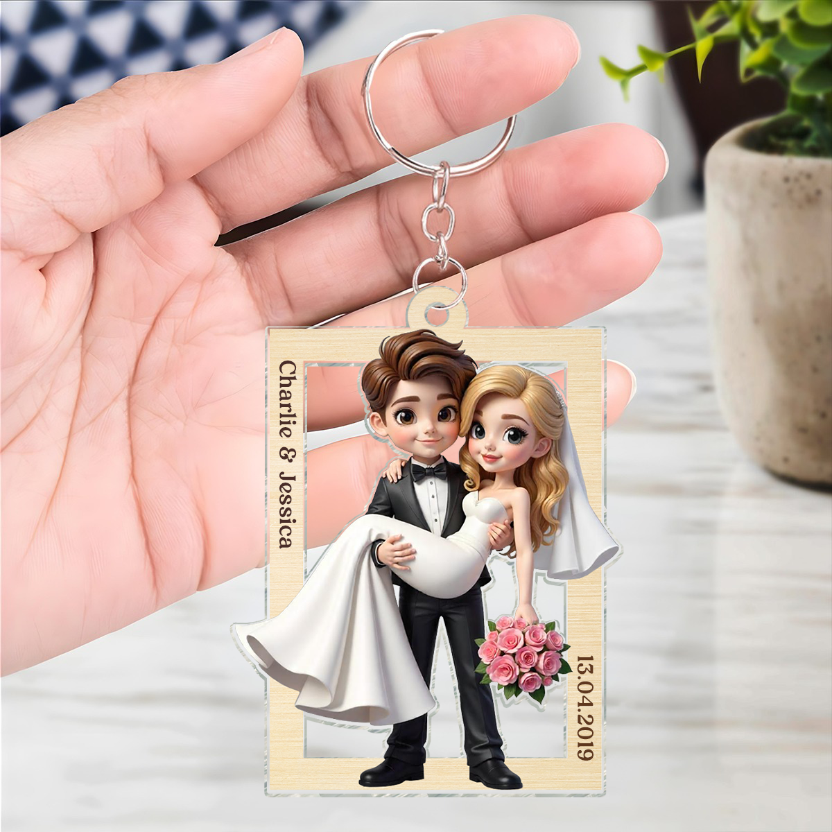 3D Effect Personalized Mr Mrs Married Couple Personalized 2-Layered Acrylic Keychain, Gift for him, Gift for her