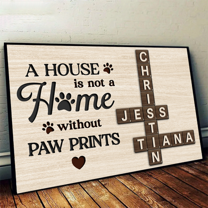 Pet Lover Home Decor Home With Paw Prints Crossword Puzzle Art Personalized Poster