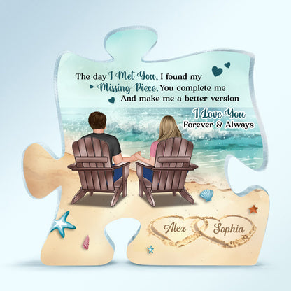 Couple Holding Hands I Found My Missing Piece - Personalized Puzzle Shaped Acrylic Plaque