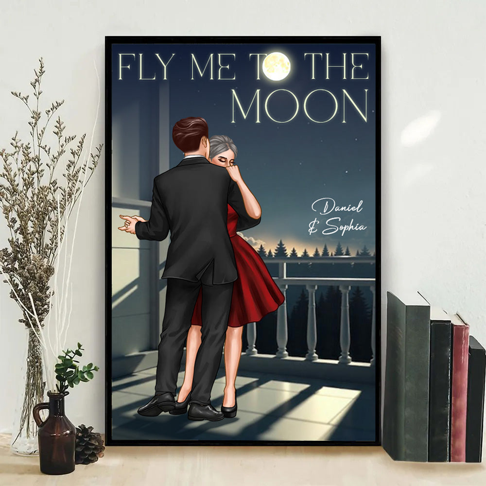 Couple Dancing In Moonlight Couple Anniversary Gift Valentine's Day Gift Personalized Poster