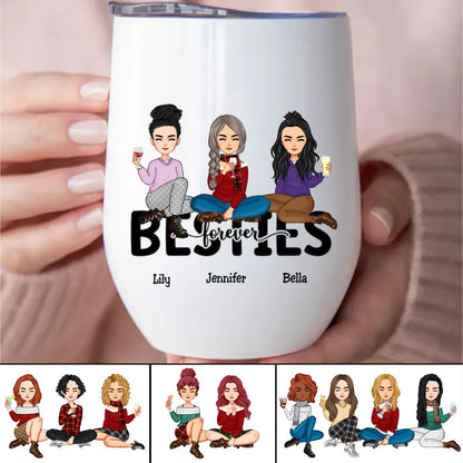 Besties - Besties Forever - Personalized Wine Tumbler - Makezbright Gifts