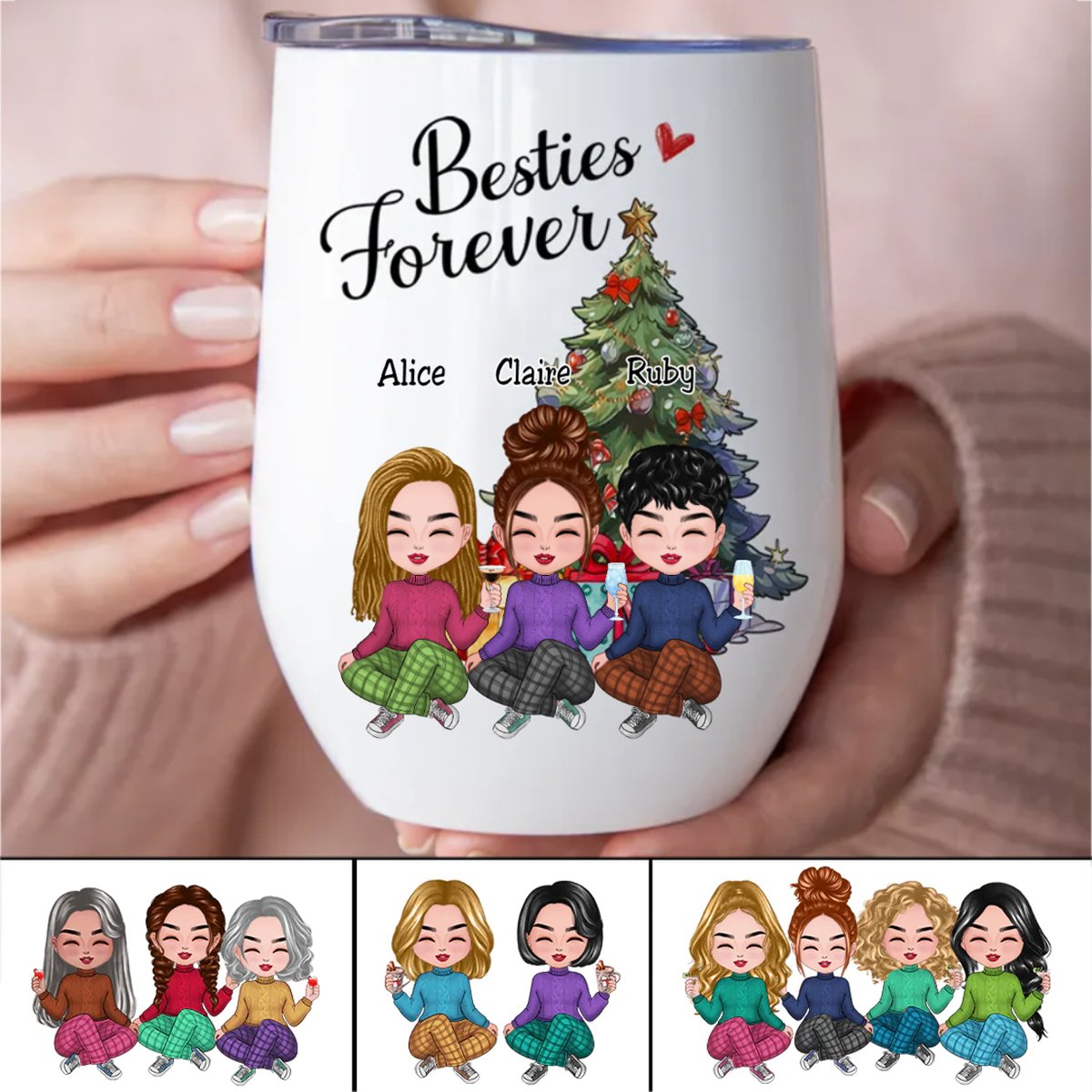 Besties - Besties Forever - Personalized Wine Tumbler (BU) - Makezbright Gifts