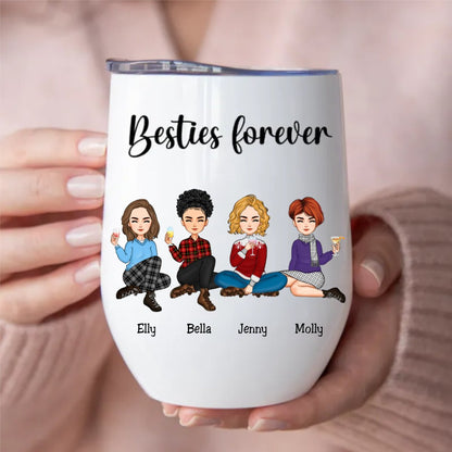 Besties - Besties Forever - Personalized Wine Tumbler (II) - Makezbright Gifts