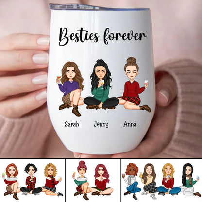 Besties - Besties Forever - Personalized Wine Tumbler (II) - Makezbright Gifts