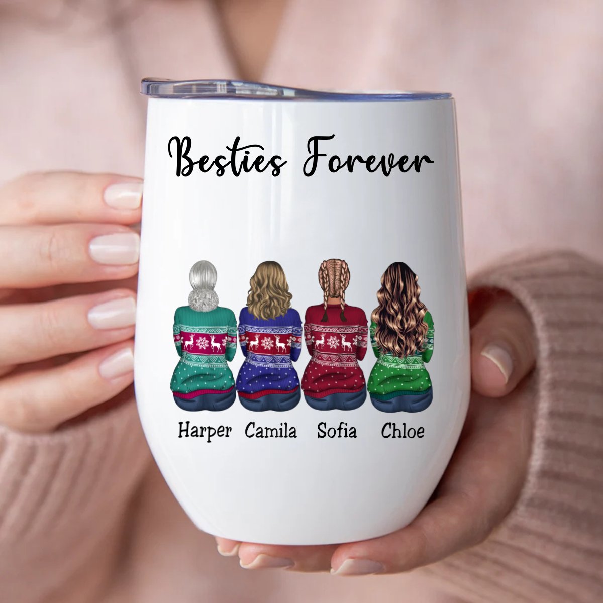 Besties - Besties Forever - Personalized Wine Tumbler (NV) - Makezbright Gifts