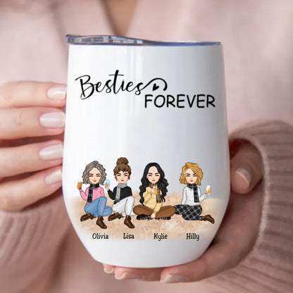 Besties - Besties Forever - Personalized Wine Tumbler (TT) - Makezbright Gifts