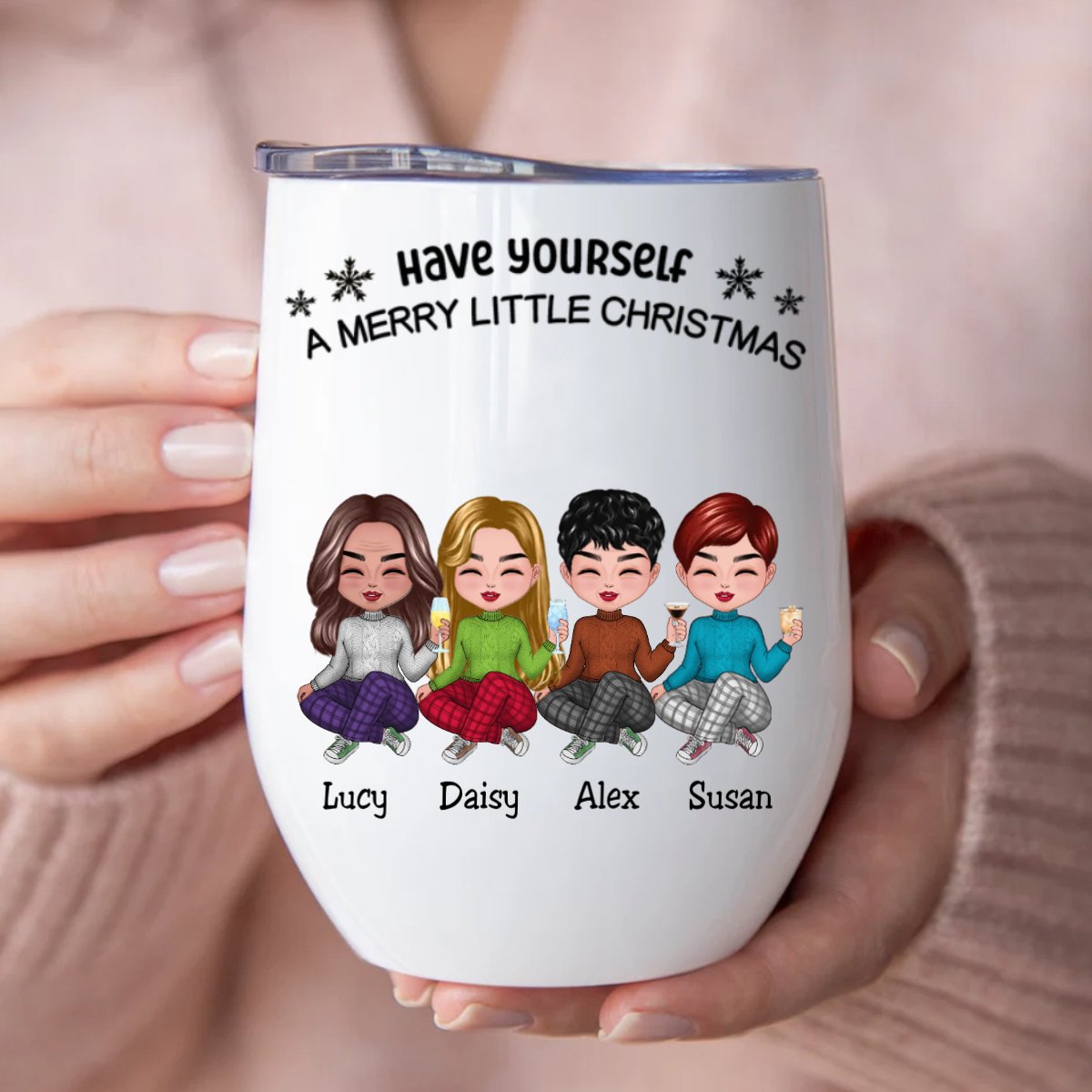 Besties - Have Yourself A Merry Little Christmas - Personalized Wine Tumbler - Makezbright Gifts