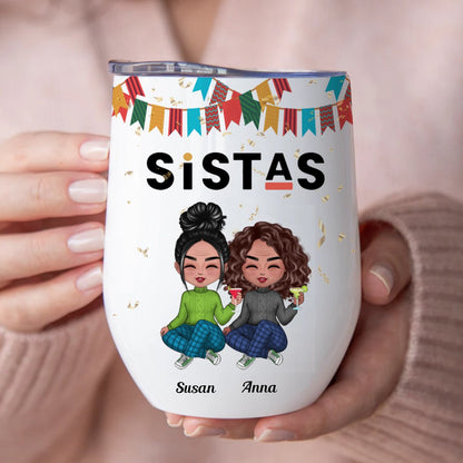 Besties - Sistas For Life - Personalized Wine Tumbler - Makezbright Gifts