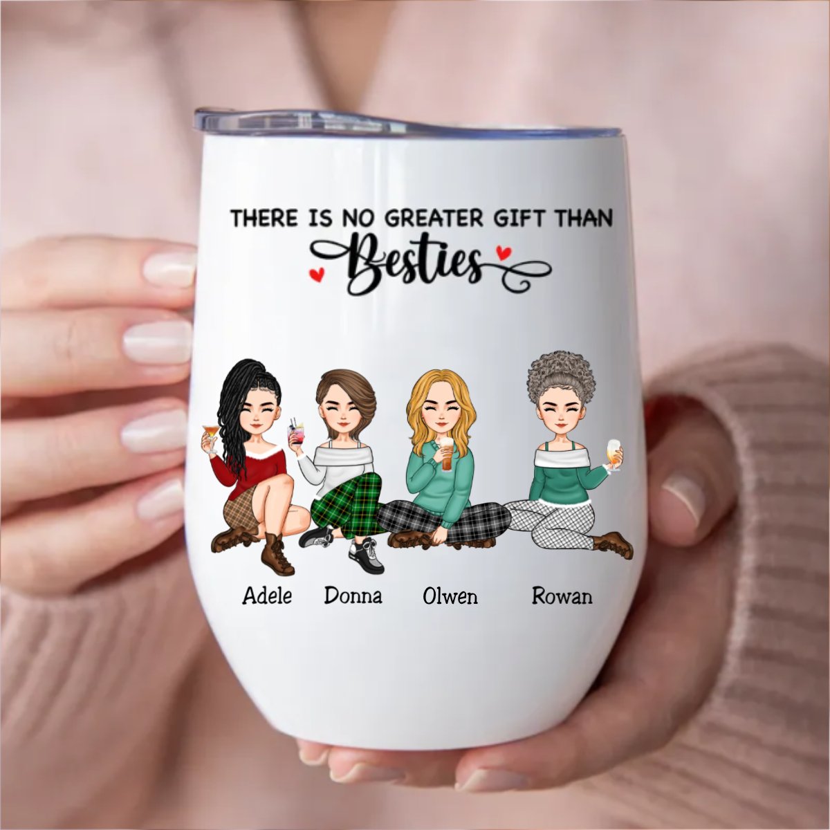 Besties - There Is No Greater Gift Than Besties - Personalized Wine Tumbler (HN) - Makezbright Gifts