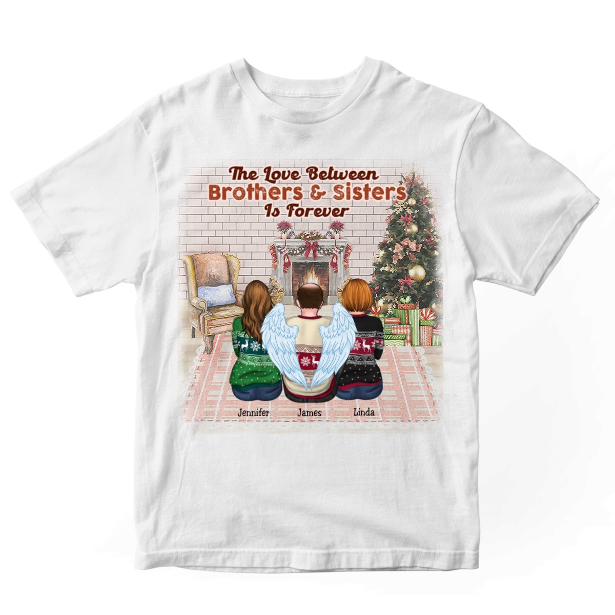 Brothers And Sister - The Love Between Brothers And Sisters Is Forever - Personalized Unisex T - Shirt (Pink) - Makezbright Gifts