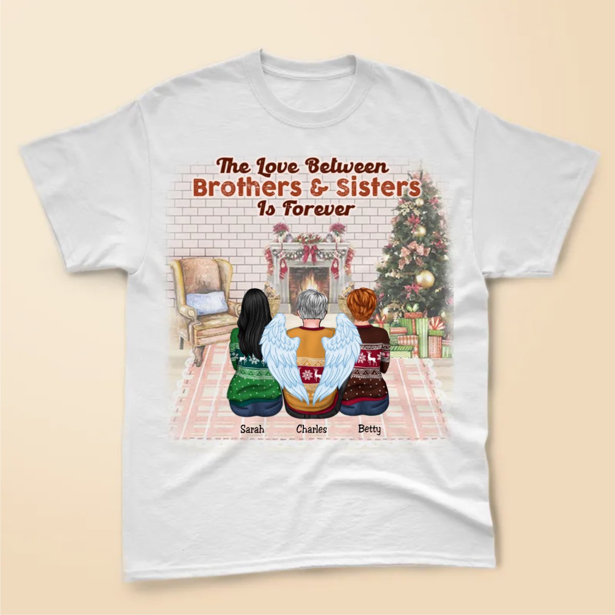 Brothers And Sister - The Love Between Brothers And Sisters Is Forever - Personalized Unisex T - Shirt (Pink) - Makezbright Gifts