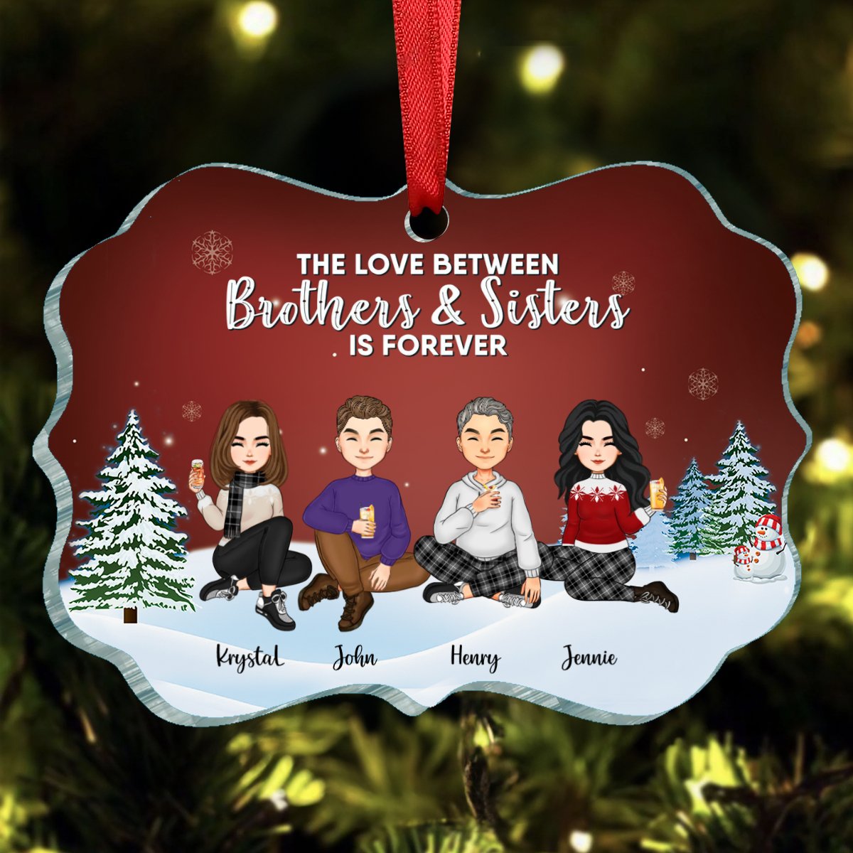 Brothers And Sisters - The Love Between Brothers And Sisters Is Forever - Personalized Christmas Ornament - Makezbright Gifts