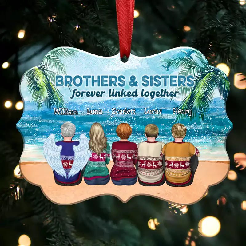 Brothers & Sisters Forever Linked Together - Personalized Christmas Ornament - Makezbright Gifts