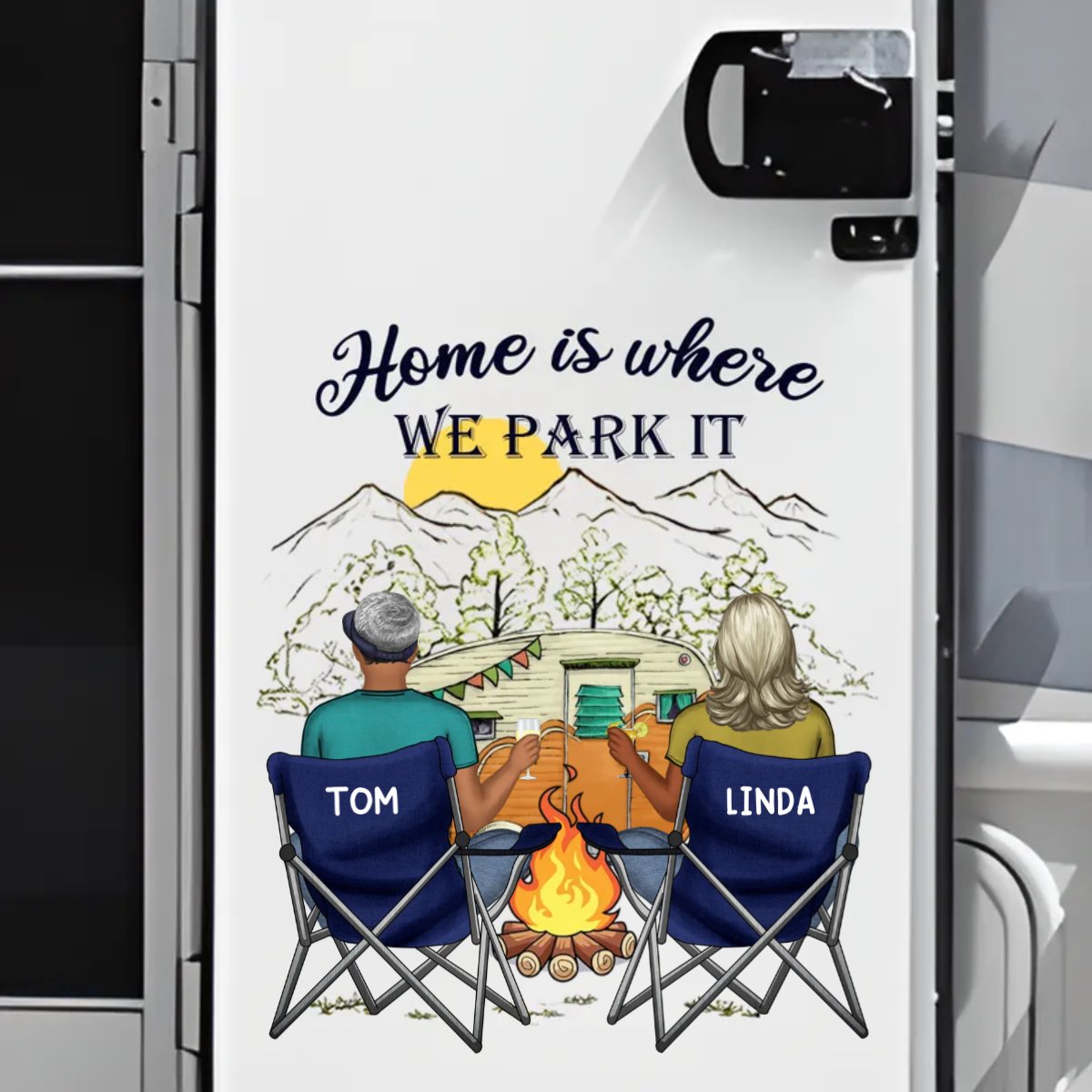 Camping Lovers - Home Is Where We Park It - Personalized Decal - Makezbright Gifts