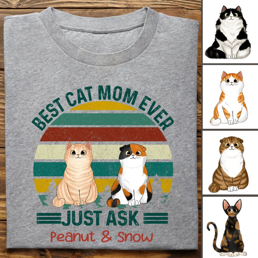 Cat Lover - Best Cat Mom Fluffy Cat Retro - Personalized Unisex T - Shirt - Makezbright Gifts