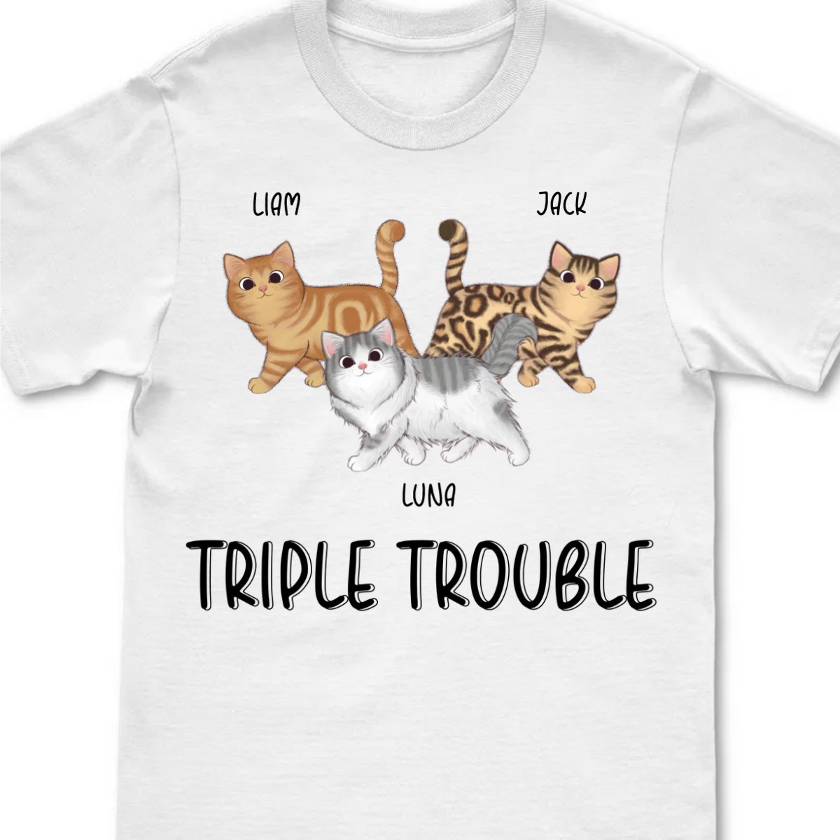 Cat Lover - Walking Cat Double Trouble - Personalized Unisex T - Shirt - Makezbright Gifts