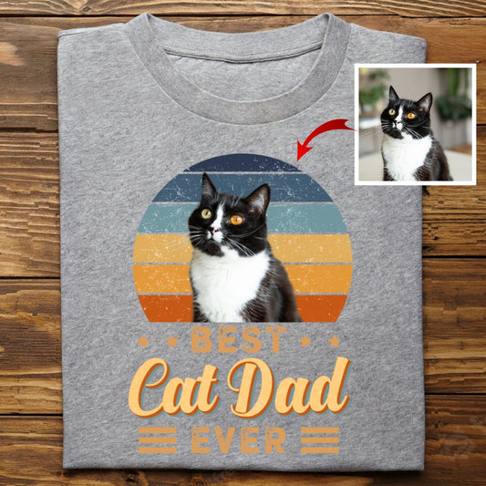 Cat Lovers - Best Cat Dad Ever - Personalized Unisex T - shirt - Makezbright Gifts