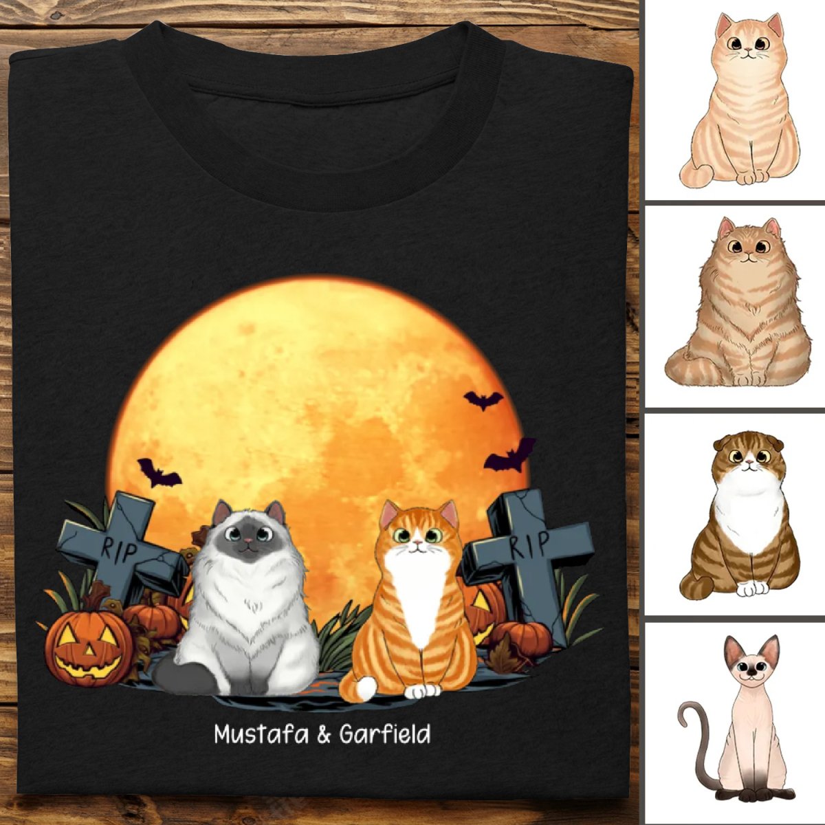 Cat Lovers - Cats In Moonlight Halloween - Personalized Unisex T - shirt - Makezbright Gifts