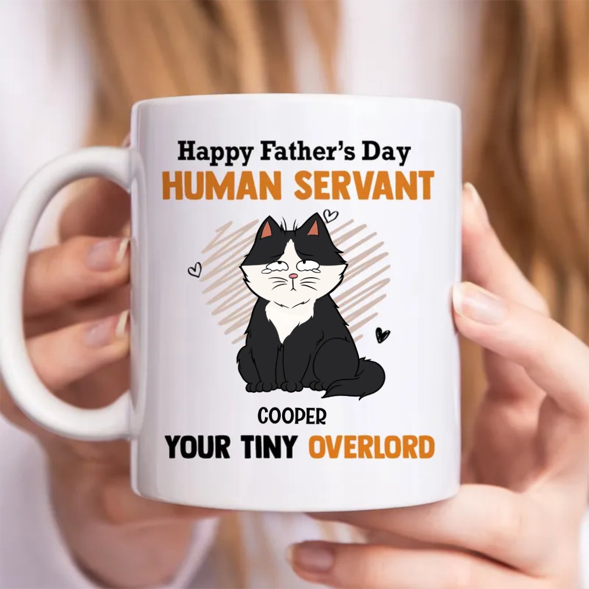 Cat Lovers - Happy Father's Day Human Servant Your Tiny Overlords - Personalized Mug - Makezbright Gifts