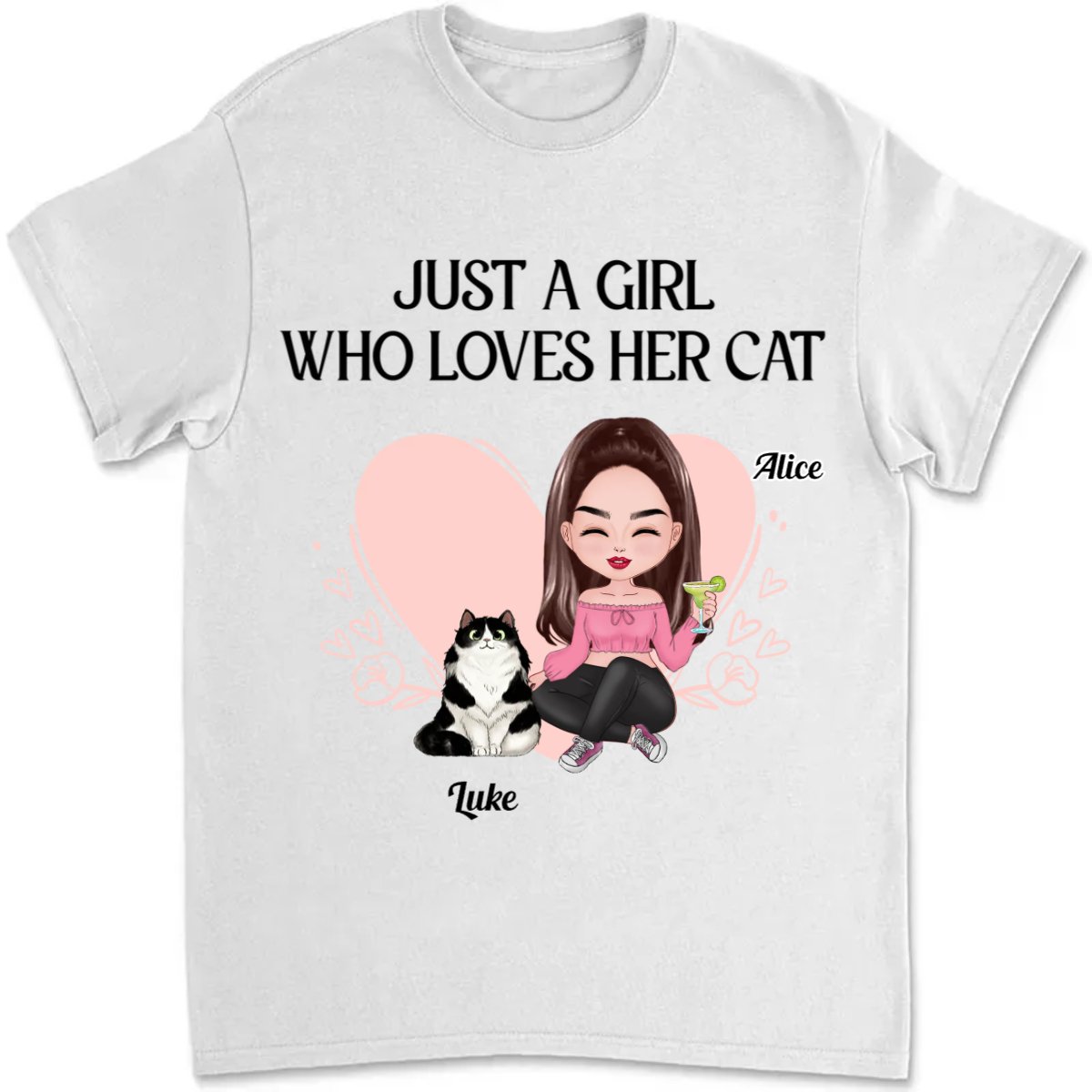 Cat Lovers - Just A Girl Who Loves Her Cats - Personalized Unisex T - Shirt - Makezbright Gifts