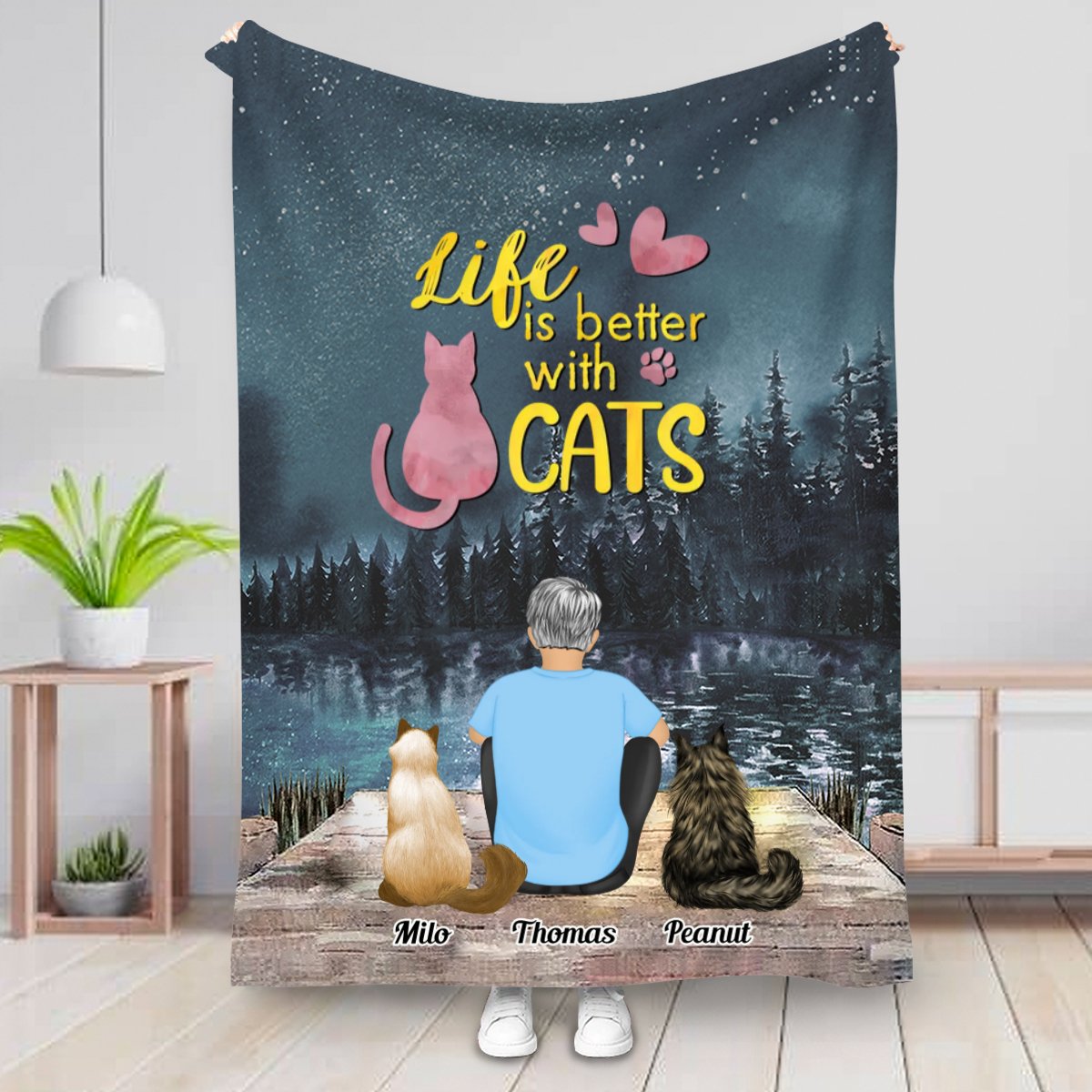 Cat Lovers - Life Is Better With Cats - Personalized Blanket - Makezbright Gifts