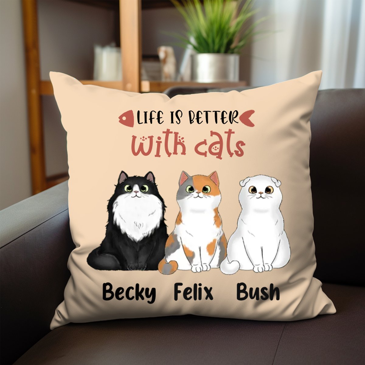 Cat Lovers - Life Is Better With Cats - Personalized Pillow - Makezbright Gifts