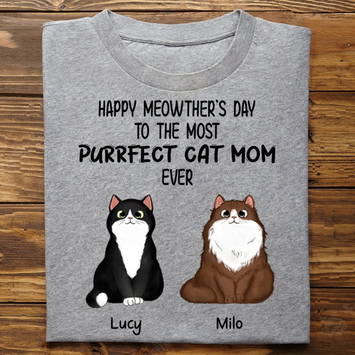 Cat Lovers - Purrfect Cat Mom - Personalized T - shirt (LL) - Makezbright Gifts