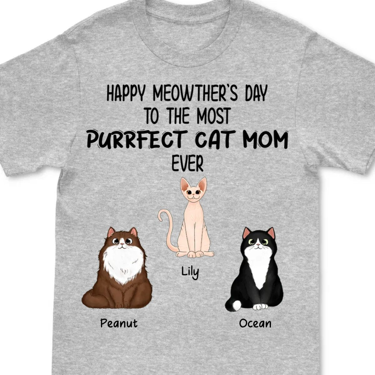 Cat Lovers - Purrfect Cat Mom - Personalized T - shirt (LL) - Makezbright Gifts