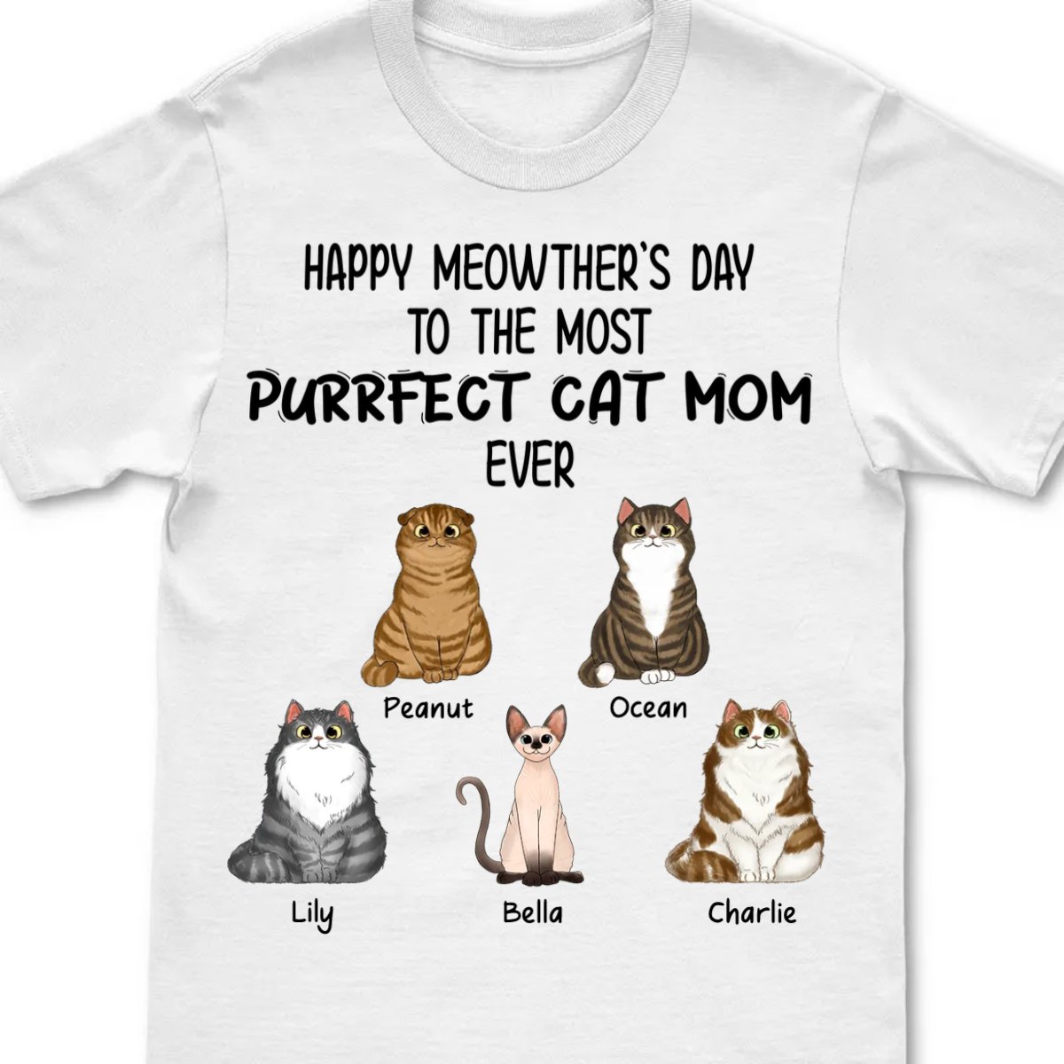 Cat Lovers - Purrfect Cat Mom - Personalized T - shirt (LL) - Makezbright Gifts