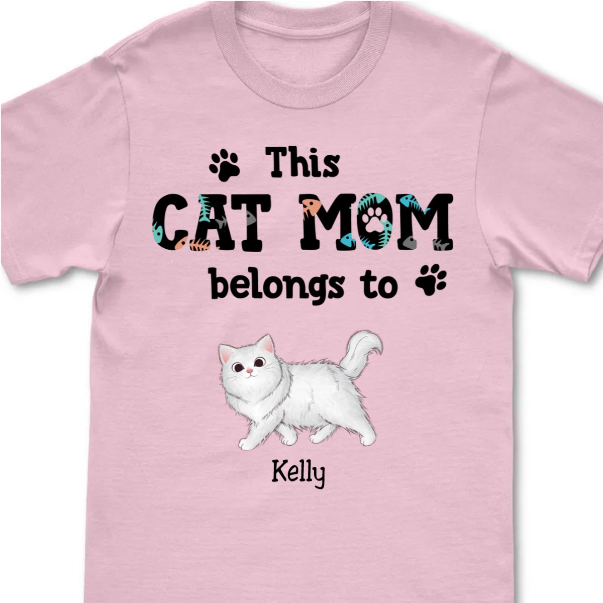 Cat Lovers - This Cat Mom Belongs To - Personalized T - Shirt - Makezbright Gifts