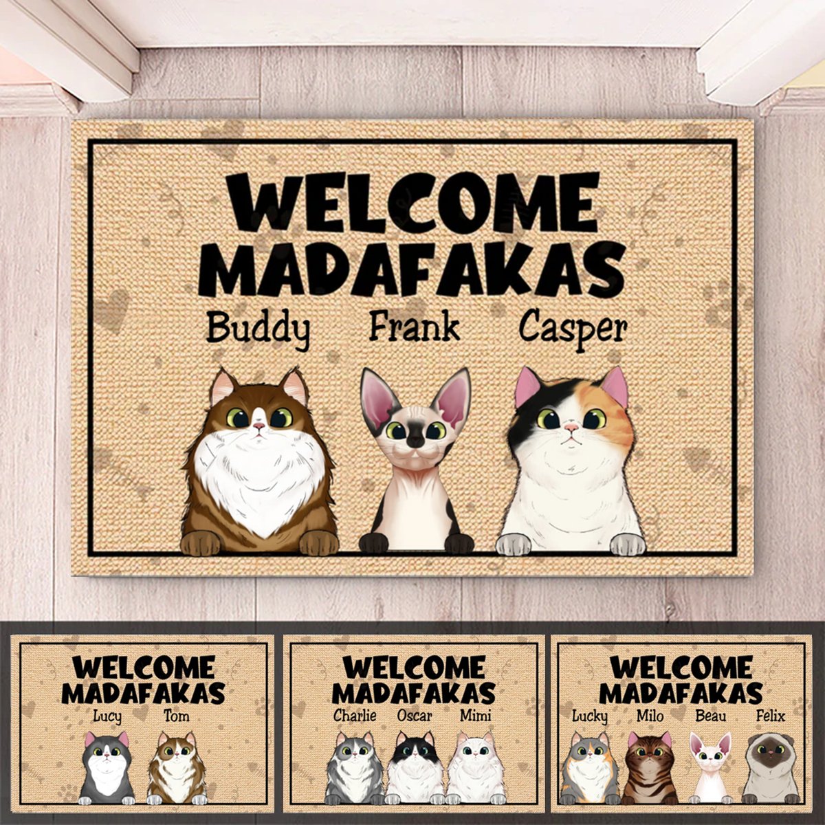 Cat Lovers - Welcome Madafakas - Personalized Doormat - Makezbright Gifts