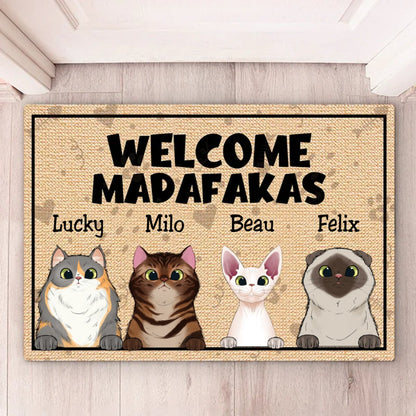 Cat Lovers - Welcome Madafakas - Personalized Doormat - Makezbright Gifts