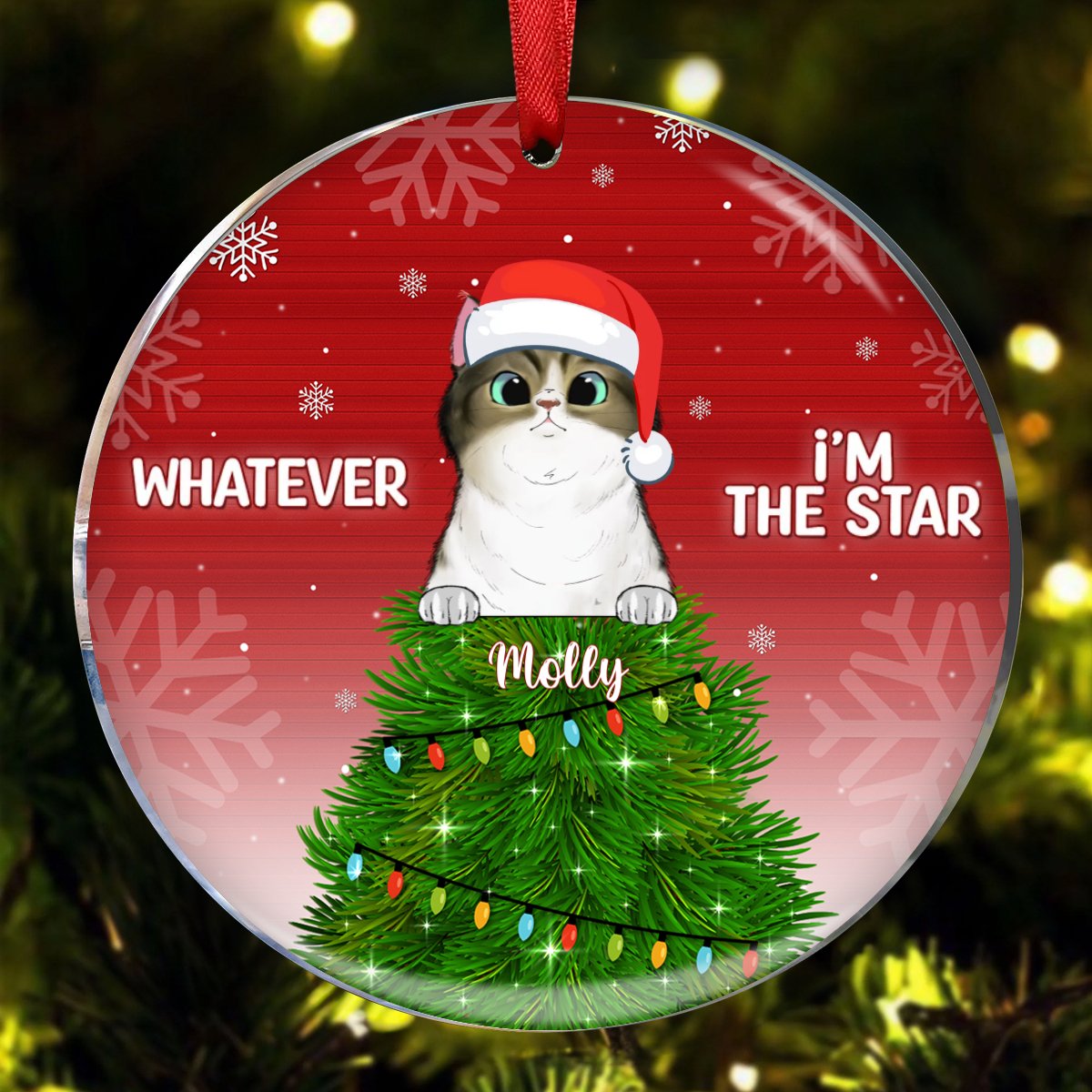 Cat Lovers - Whatever I'm The Star - Personalized Circle Ornament - Makezbright Gifts