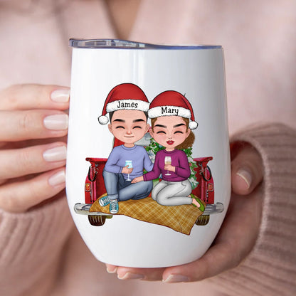 Couple - All I Want For Christmas Is You - Personalized Wine Tumbler (NM) - Makezbright Gifts