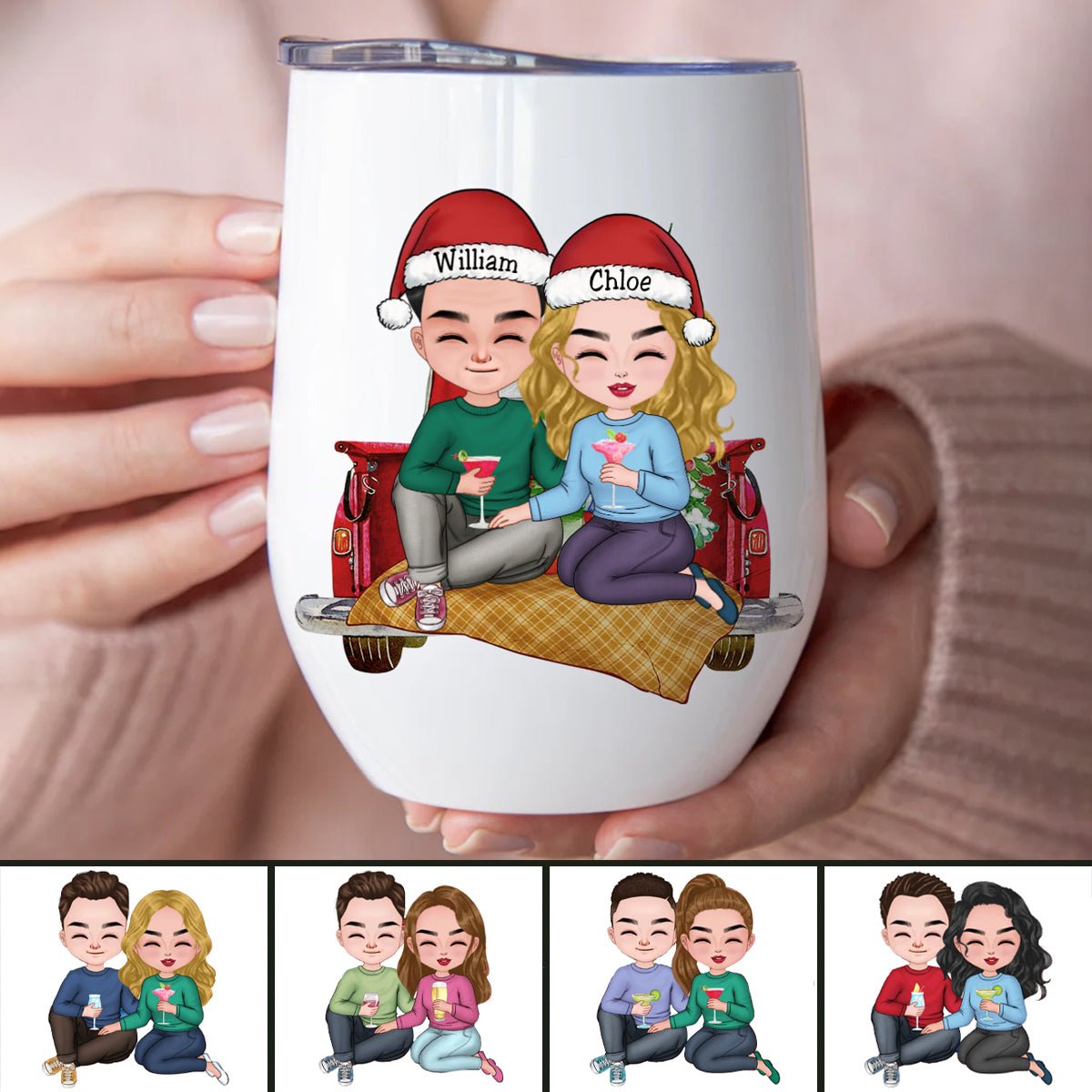 Couple - All I Want For Christmas Is You - Personalized Wine Tumbler (NM) - Makezbright Gifts