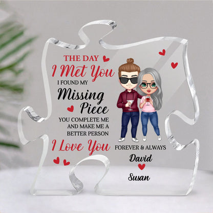 Couple - Doll Couple Found My Missing Piece Anniversary - Personalized Acrylic Plaque - Makezbright Gifts