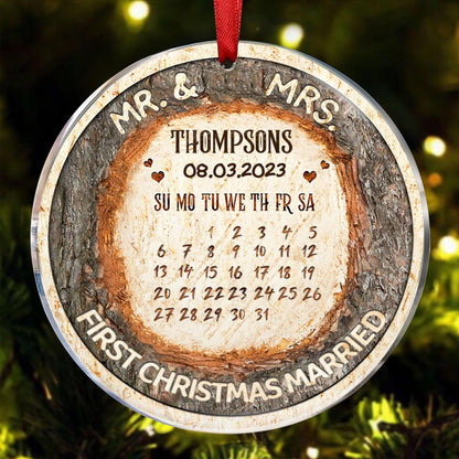 Couple - First Christmas Married - Personalized Circle Ornament - Makezbright Gifts